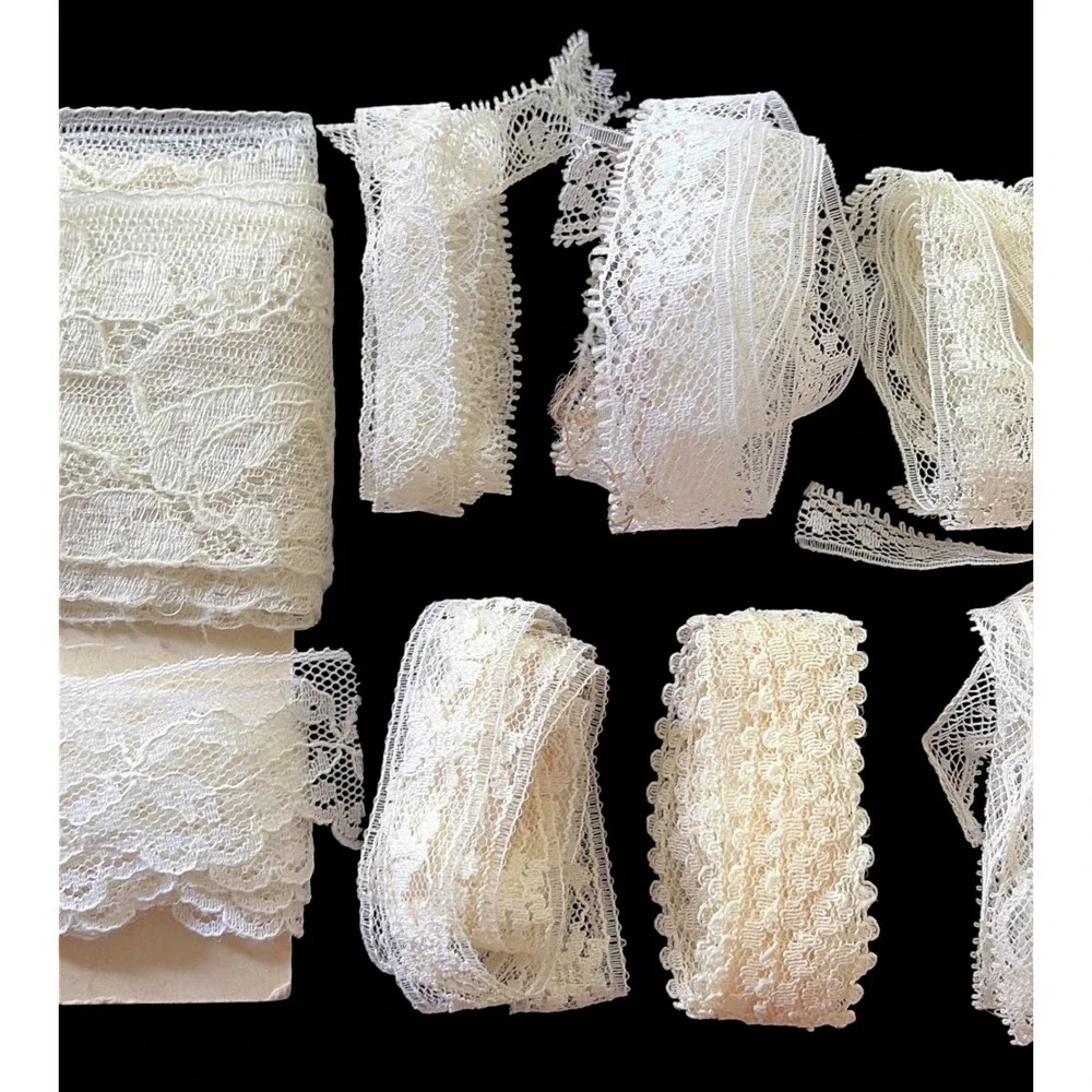 Antique Lace Trim Lot Mostly Fine Cotton Valenciennes Edging Heirloom Craft